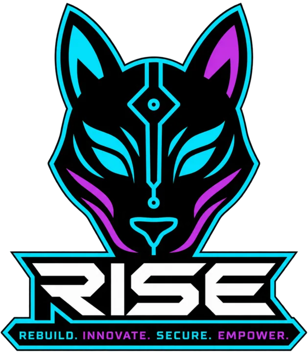 RISE fox emblem — Rebuild, Innovate, Secure, Empower